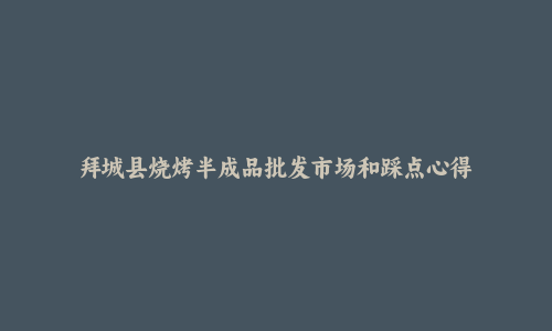 拜城县烧烤半成品批发市场和踩点心得