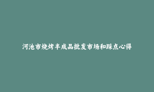 河池市烧烤半成品批发市场和踩点心得