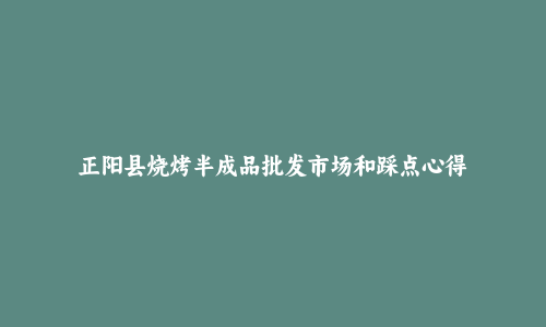 正阳县烧烤半成品批发市场和踩点心得