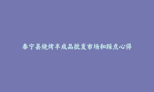 泰宁县烧烤半成品批发市场和踩点心得