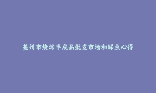 盖州市烧烤半成品批发市场和踩点心得