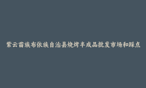 紫云苗族布依族自治县烧烤半成品批发市场和踩点心得