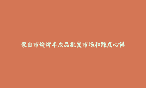 蒙自市烧烤半成品批发市场和踩点心得