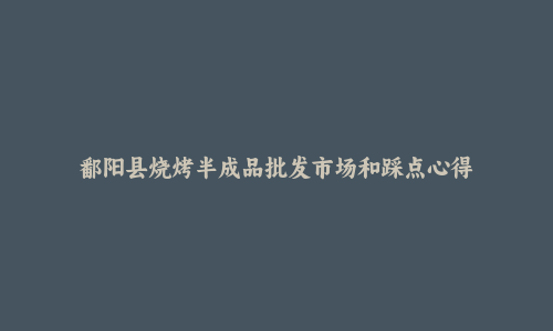 鄱阳县烧烤半成品批发市场和踩点心得