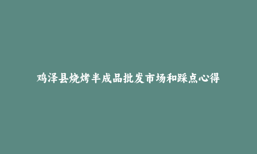 鸡泽县烧烤半成品批发市场和踩点心得