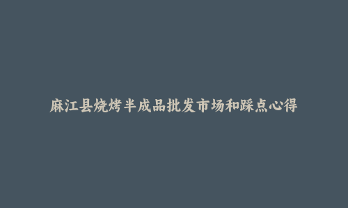麻江县烧烤半成品批发市场和踩点心得