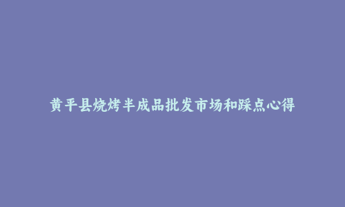 黄平县烧烤半成品批发市场和踩点心得