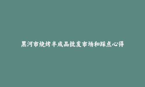 黑河市烧烤半成品批发市场和踩点心得