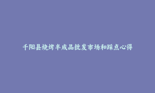 千阳县烧烤半成品批发市场和踩点心得