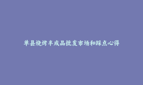 单县烧烤半成品批发市场和踩点心得