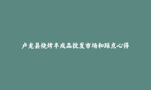 卢龙县烧烤半成品批发市场和踩点心得