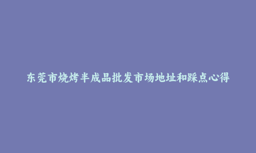 东莞市烧烤半成品批发市场地址和踩点心得