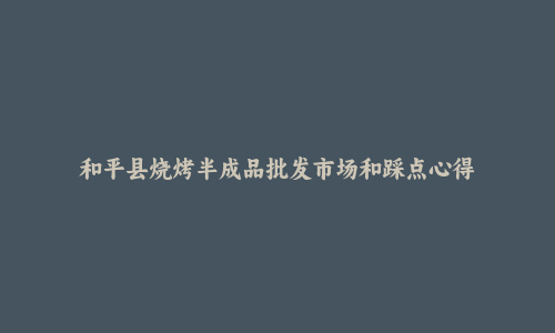 和平县烧烤半成品批发市场和踩点心得