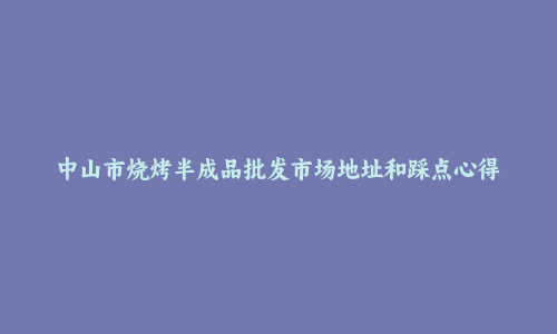中山市烧烤半成品批发市场地址和踩点心得