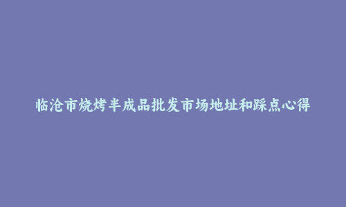 临沧市烧烤半成品批发市场地址和踩点心得