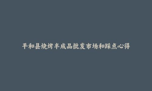 平和县烧烤半成品批发市场和踩点心得