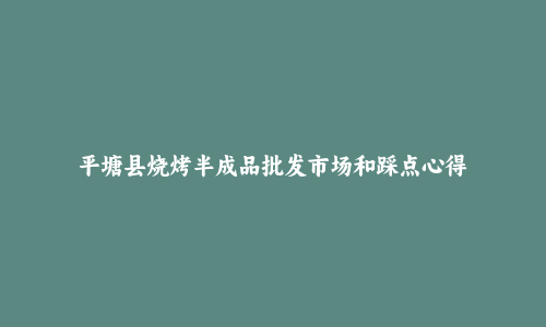 平塘县烧烤半成品批发市场和踩点心得