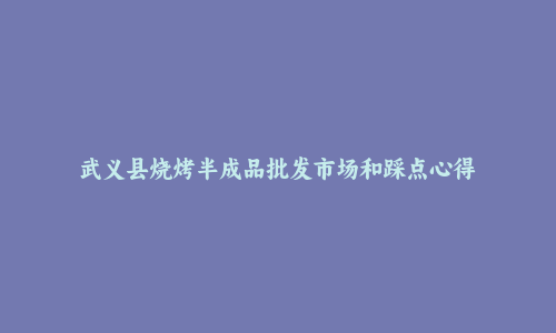 武义县烧烤半成品批发市场和踩点心得