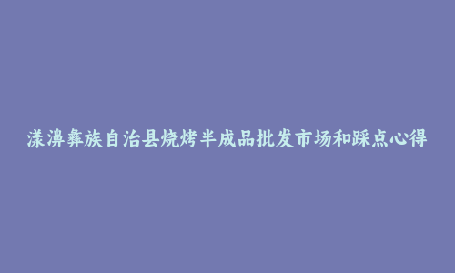 漾濞彝族自治县烧烤半成品批发市场和踩点心得