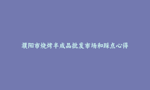 濮阳市烧烤半成品批发市场和踩点心得