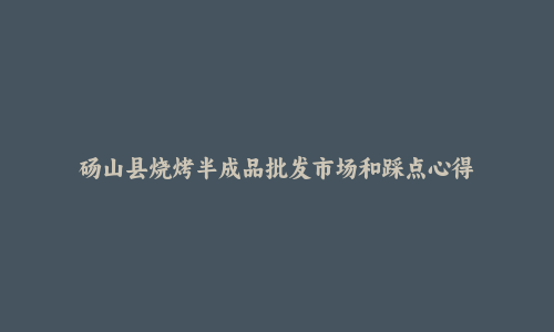 砀山县烧烤半成品批发市场和踩点心得