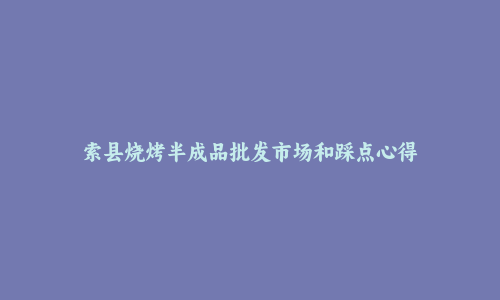 索县烧烤半成品批发市场和踩点心得