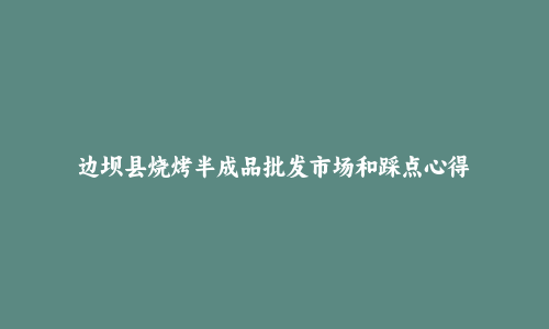 边坝县烧烤半成品批发市场和踩点心得