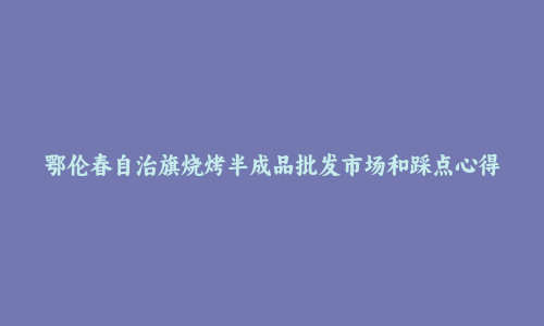 鄂伦春自治旗烧烤半成品批发市场和踩点心得