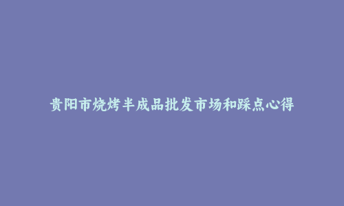 贵阳市烧烤半成品批发市场和踩点心得