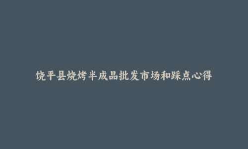 饶平县烧烤半成品批发市场和踩点心得