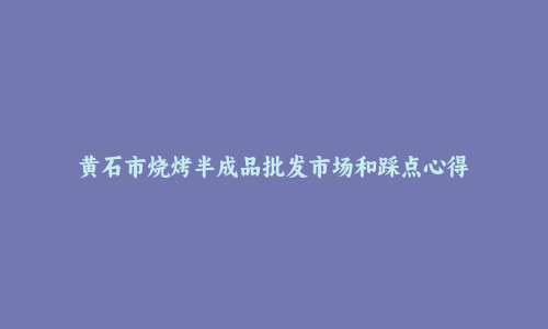 黄石市烧烤半成品批发市场和踩点心得