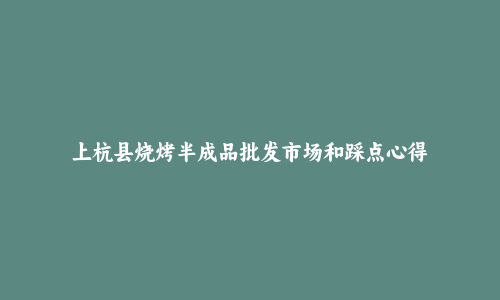 上杭县烧烤半成品批发市场和踩点心得