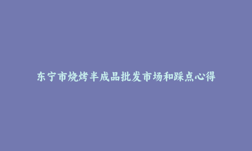 东宁市烧烤半成品批发市场和踩点心得