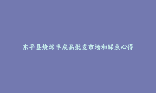 东平县烧烤半成品批发市场和踩点心得