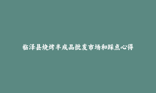 临泽县烧烤半成品批发市场和踩点心得