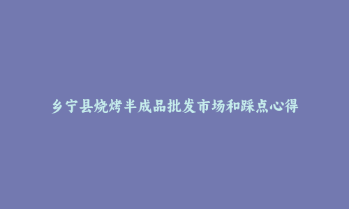 乡宁县烧烤半成品批发市场和踩点心得