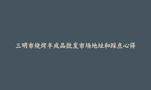 三明市烧烤半成品批发市场地址和踩点心得