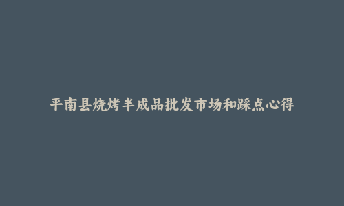 平南县烧烤半成品批发市场和踩点心得