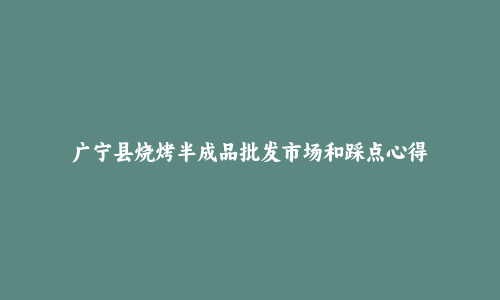 广宁县烧烤半成品批发市场和踩点心得