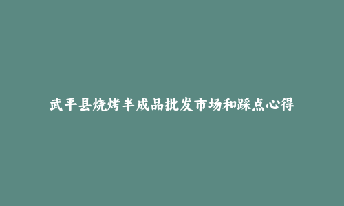 武平县烧烤半成品批发市场和踩点心得
