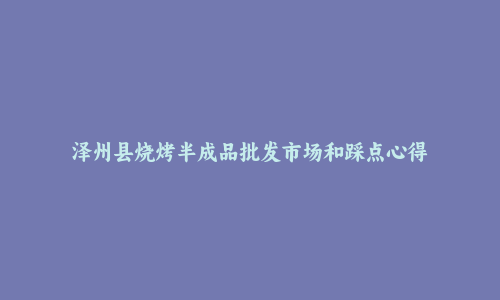 泽州县烧烤半成品批发市场和踩点心得