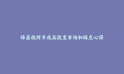 绛县烧烤半成品批发市场和踩点心得