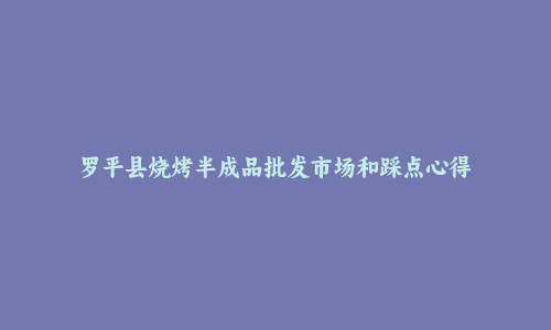罗平县烧烤半成品批发市场和踩点心得