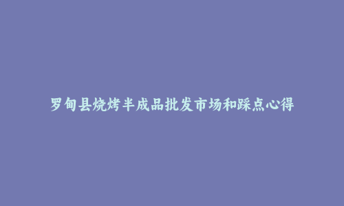罗甸县烧烤半成品批发市场和踩点心得