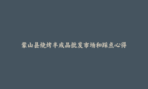 蒙山县烧烤半成品批发市场和踩点心得