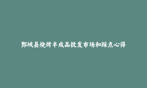 鄄城县烧烤半成品批发市场和踩点心得