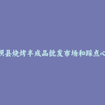 阿坝县烧烤半成品批发市场和踩点心得