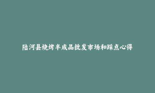 陆河县烧烤半成品批发市场和踩点心得