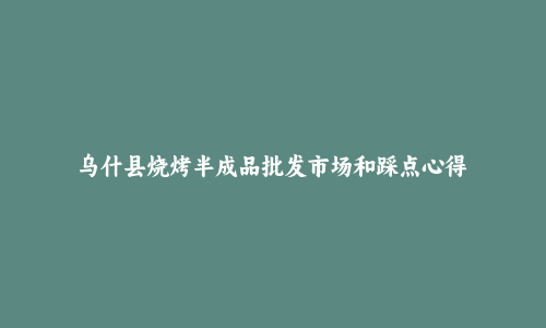 乌什县烧烤半成品批发市场和踩点心得