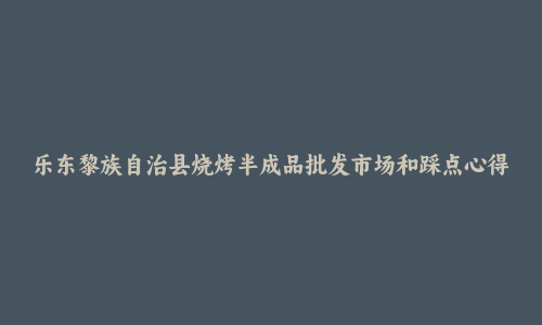 乐东黎族自治县烧烤半成品批发市场和踩点心得